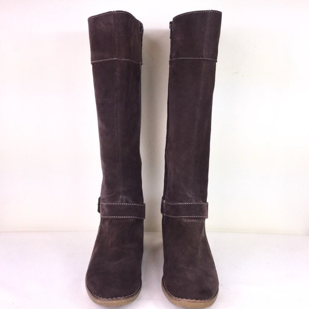 Lands' End Brown Suede Heeled Boots Size 11